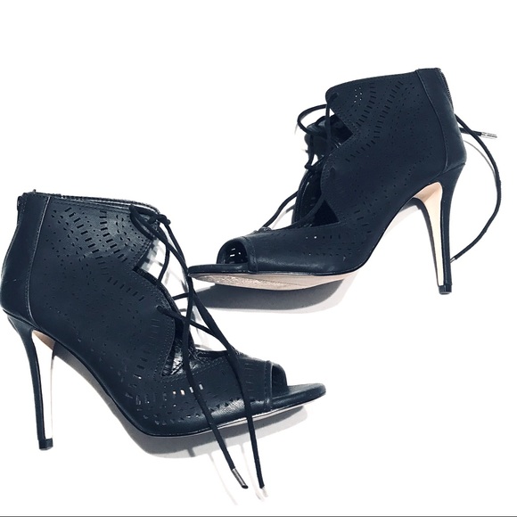 📦5/$50 Call It Spring Black Lace Up Cut Out Open Toe Heel Booties 🍁 - Picture 2 of 7